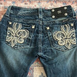 Miss Me Blue Boot Cut Jeans with Embroidered Design